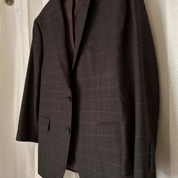 Pronto Uomu Platinum Brown Plaid 2 Button Sport Coat Blazer, Size 44R - Picture 4 of 11